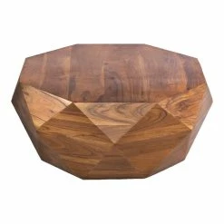 Benzara, Woodland Imprts, The Urban Port Diamond Shape Acacia Wood Coffee Table With Smooth Top Dark Brown