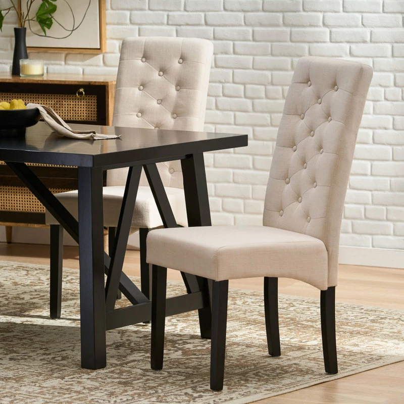 GDFStudio GDF Studio Darby Tall Back Linen Dining Chairs, Set Of 2 - Image 2