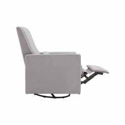 DaVinci Piper Recliner And Swivel Glider In Gray With Cream Piping