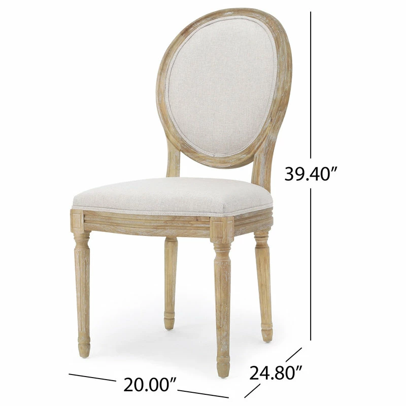 GDFStudio GDF Studio Phinnaeus French Country Fabric Dining Chairs (Set Of 2), Griege/Natural - Image 4