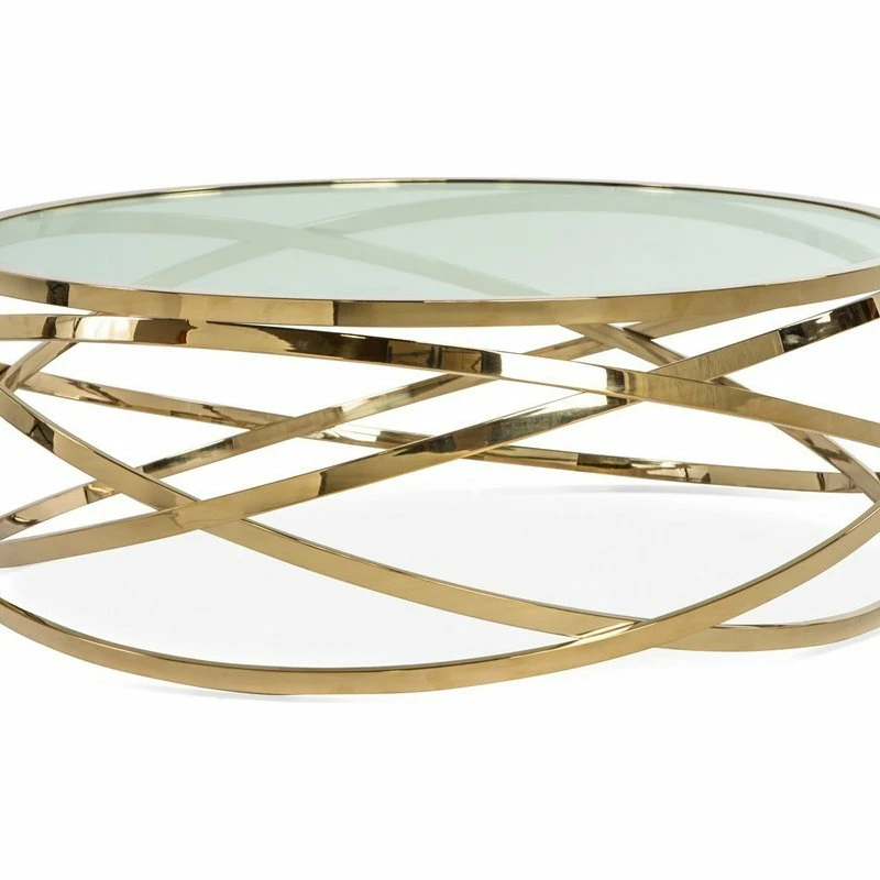 LIEVO Orbit Steel Coffee Table, Polished Gold - Image 3