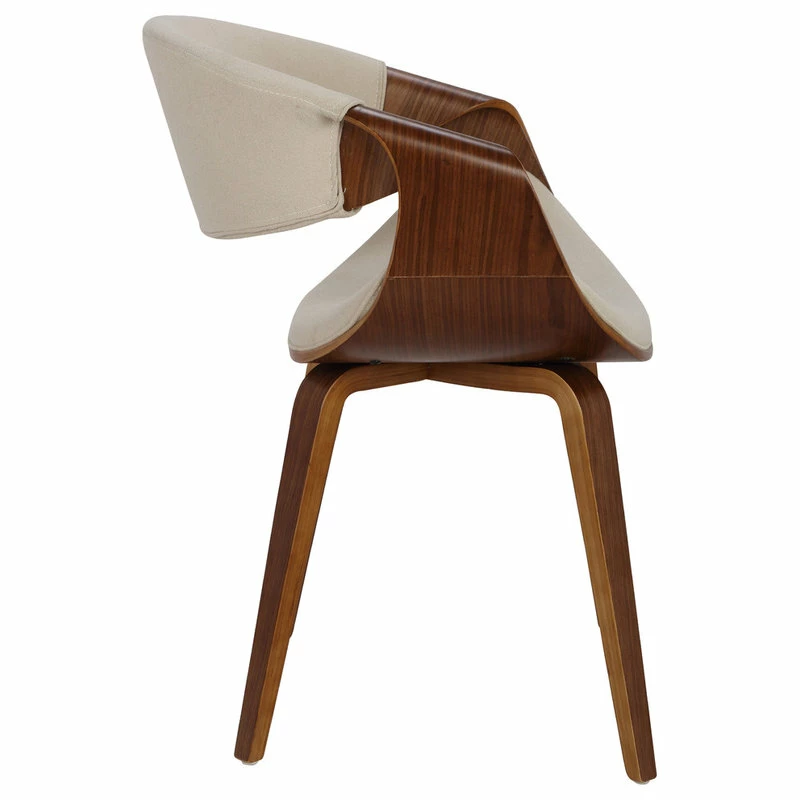 Lumisource Curvo Dining Chair With Walnut Wood And Cream Fabric CH-CRVNL WL+CR - Image 3