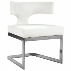 MOD The Eve Dining Chair, White And Chrome, Faux Leather And Metal