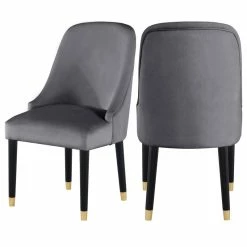MOD The Maisie Dining Chair, Grey, Velvet, Set Of 2