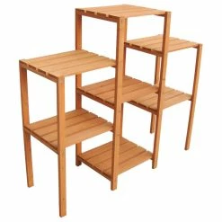 Vida XL International B.V. VidaXL Garden Plant Stand With 7 Racks 38.1" Solid Wood Pot Display Rack Shelf