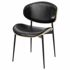 Art Leon Mid-Century Modern Bentwood Faux Leather Dining Chair, Set Of 2, Black