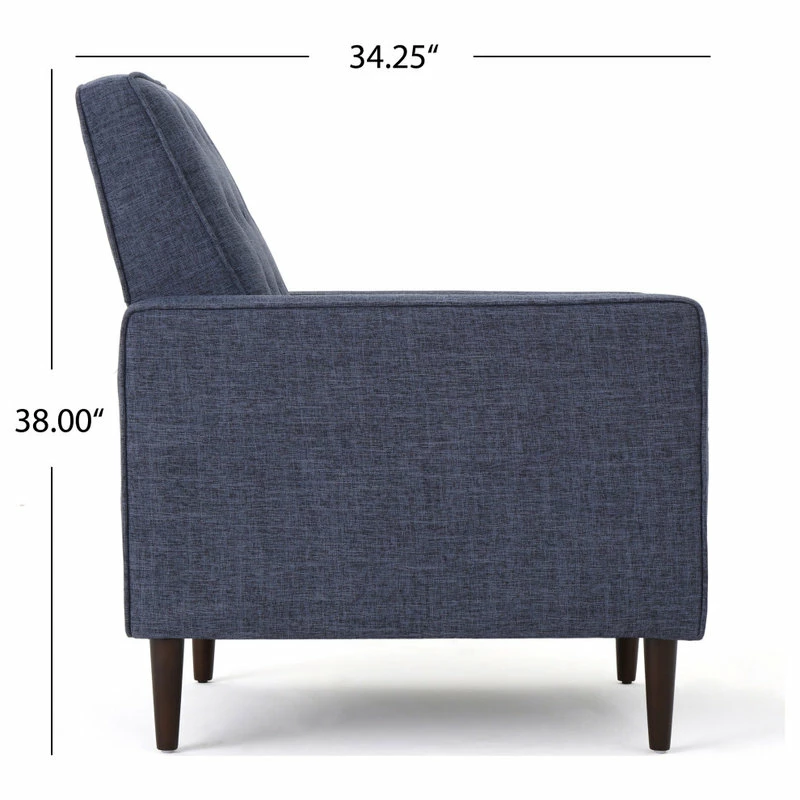 GDFStudio Marston Mid-Century Modern Button Tufted Fabric Recliner, Set Of 2, Fabric/Dark Blue - Image 5