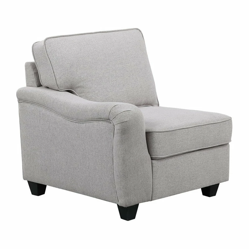 Lilola Home Leo Light Gray Linen Fabric 8Pc Modular L-Shape Sectional Sofa And Ottoman - Image 3