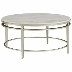 Inspire Q Milroy Champagne Silver Finish Marble Top Coffee Table
