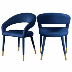 MOD The Prescott Dining Chair, Navy, Velvet