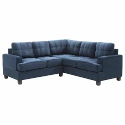 Glory Furniture Partington Suede Sectional, Navy Blue Suede
