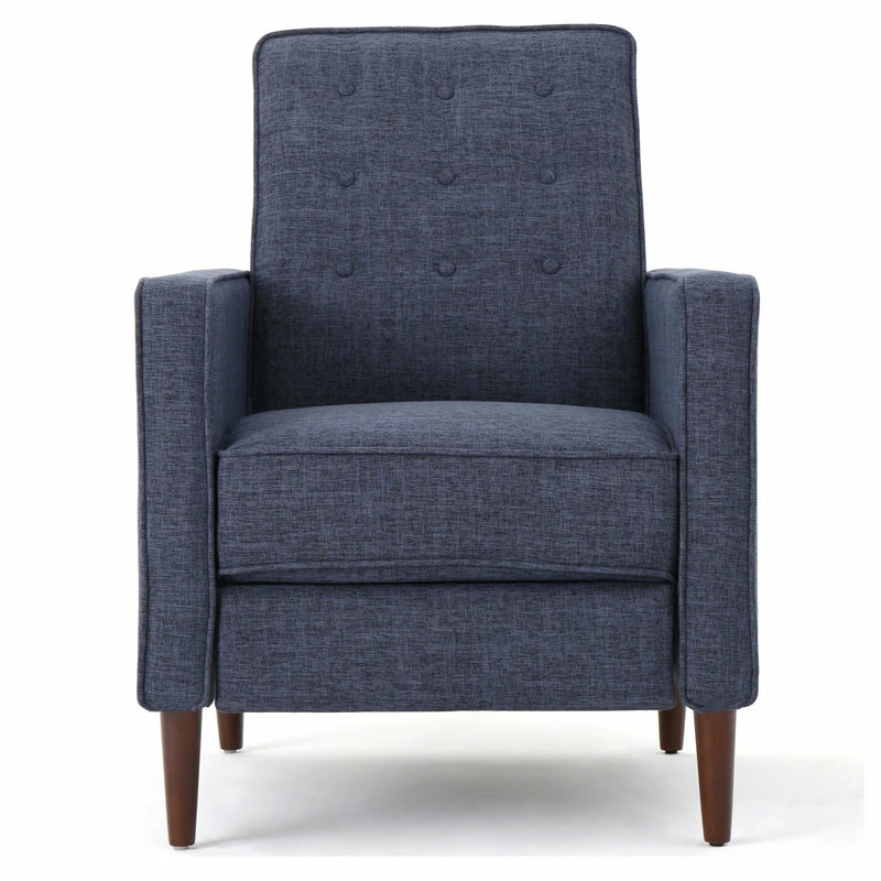 GDFStudio Marston Mid-Century Modern Button Tufted Fabric Recliner, Set Of 2, Fabric/Dark Blue - Image 6