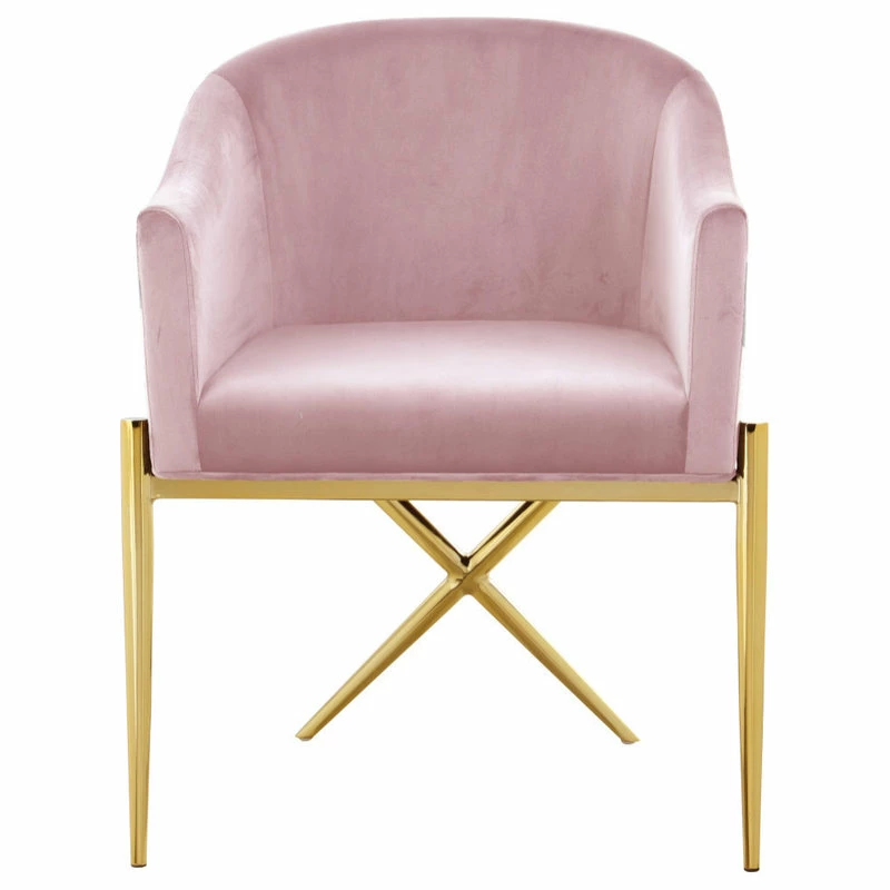 MOD The Parker Dining Chair, Velvet, Pink, Gold Legs - Image 2
