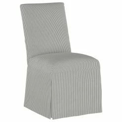 Skyline Furniture Mfg Inc Zachary Slipcover Dining Chair, Oxford Stripe Charcoal