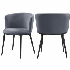 MOD The Almar Dining Chair, Gray And Matte Black, Velvet And Iron, Set Of 2