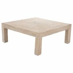 KOUBOO La Jolla Rattan Square Coffee Table, White Wash