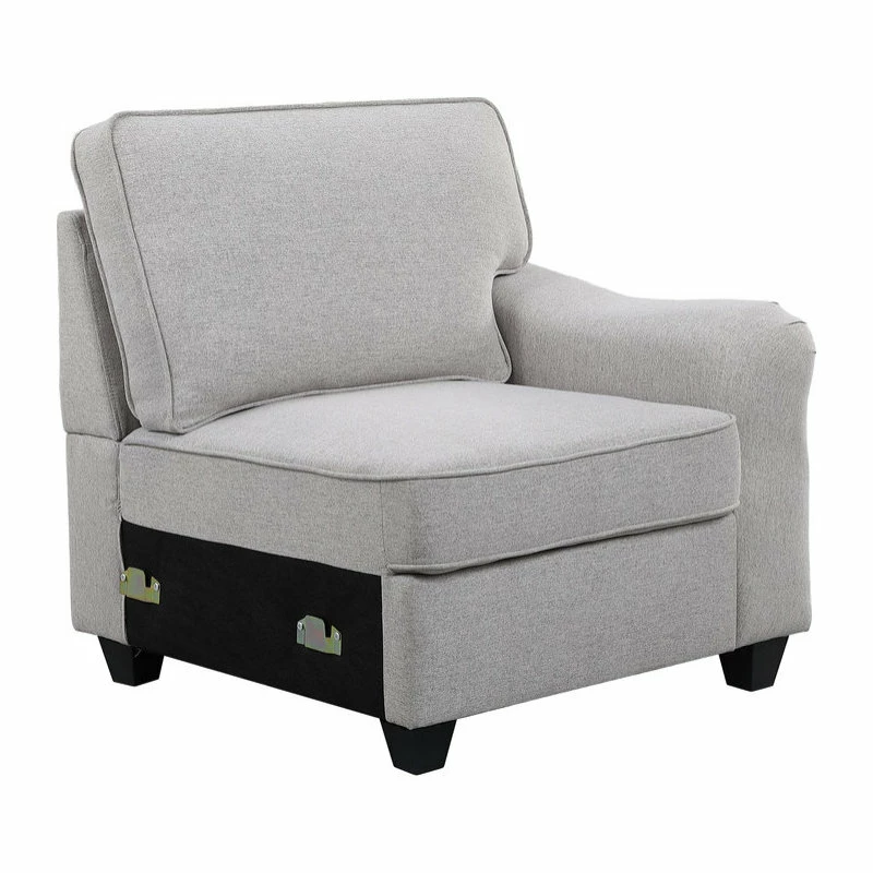 Lilola Home Leo Light Gray Linen Fabric 8Pc Modular L-Shape Sectional Sofa And Ottoman - Image 6