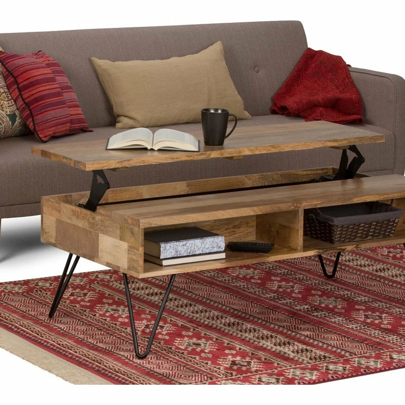 Simpli Home Ltd. Simpli Home Hunter Mango Wood 48" Rectangle Lift Top Coffee Table In Natural - Image 4