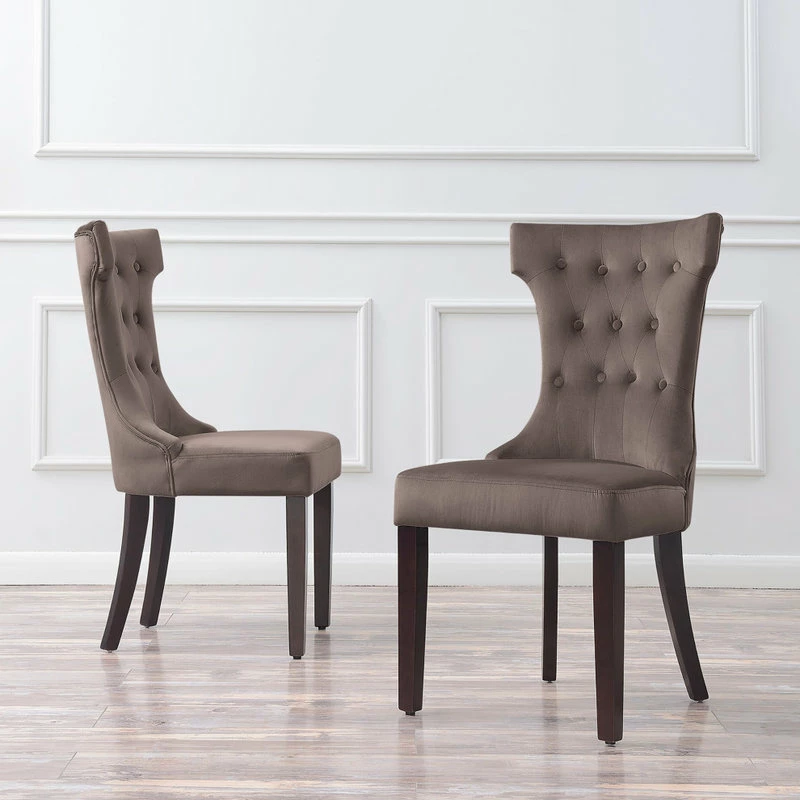 Belleze Parsons Elegant Tufted Upholstered Dining Chair, Set Of 2, Taupe - Image 3