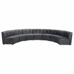 Meridian Furniture Limitless Modular Velvet 7-Piece Sectional, Gray