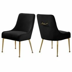 MOD The Cue Dining Chair, Black And Gold, Velvet, Set Of 2