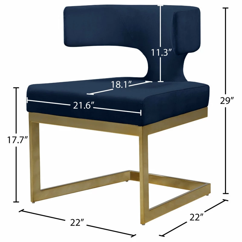 MOD The Eve Dining Chair, Navy And Gold, Velvet And Metal - Image 8