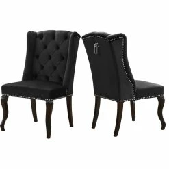 MOD The Florence Dining Chair, Black, Velvet, Set Of 2