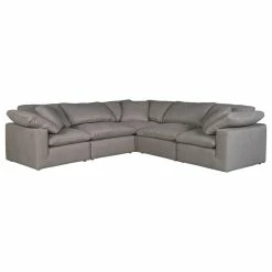 Moe's Home Collection 133.5 Inch Classic L Modular Sectional Livesmart Grey Scandinavian