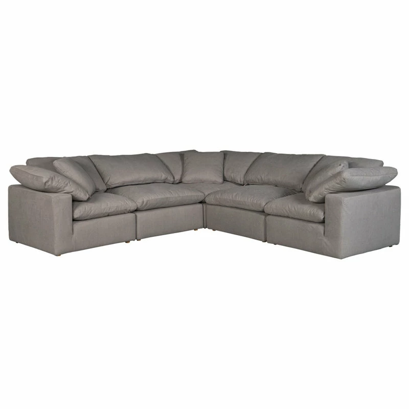 Moe's Home Collection 133.5 Inch Classic L Modular Sectional Livesmart Grey Scandinavian