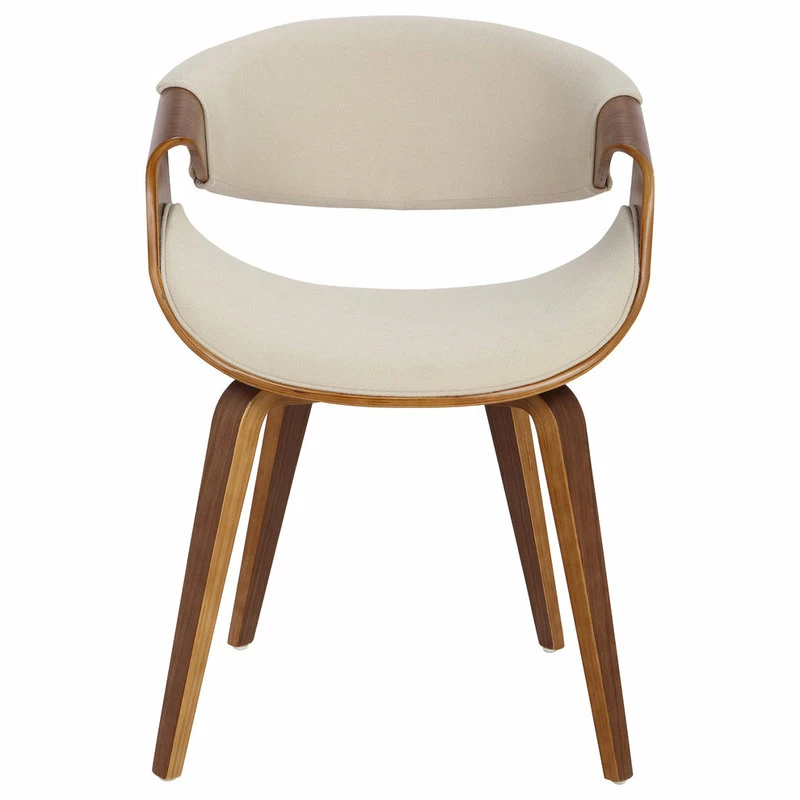 Lumisource Curvo Dining Chair With Walnut Wood And Cream Fabric CH-CRVNL WL+CR - Image 2