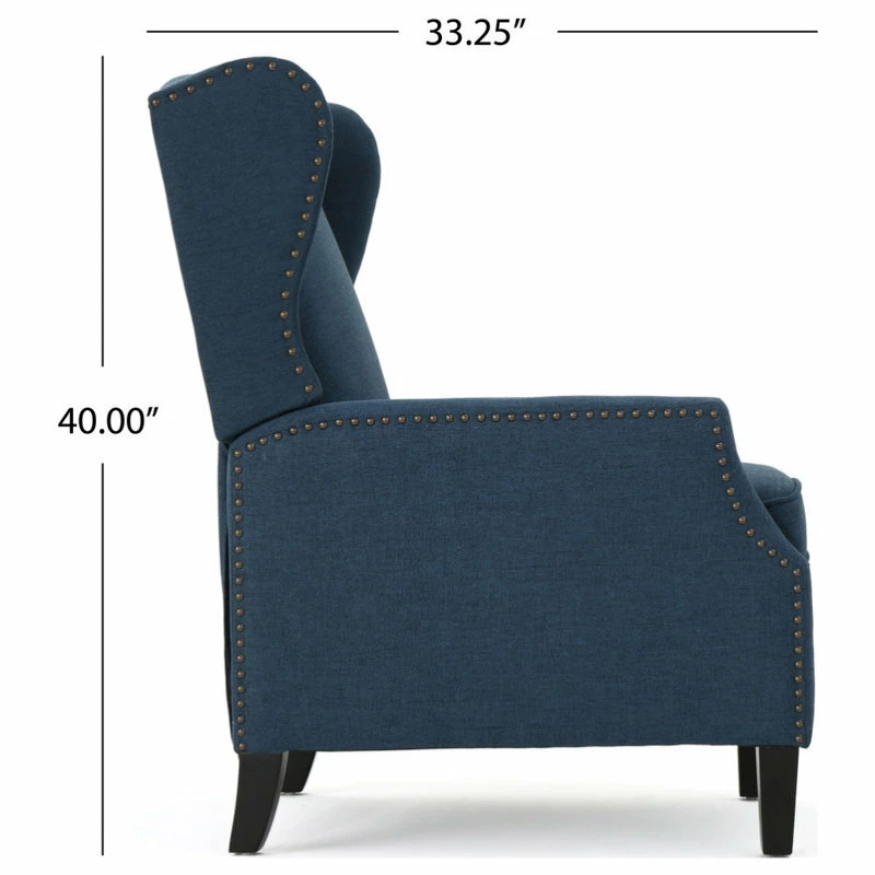 GDFStudio Corbin Fabric Recliner, Set Of 2, Navy Blue And Dark Brown - Image 4