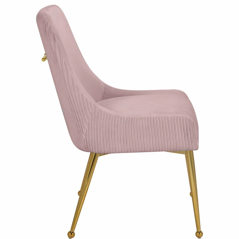 MOD The Cue Dining Chair, Pink And Gold, Pleated Velvet, Set Of 2 - Image 3