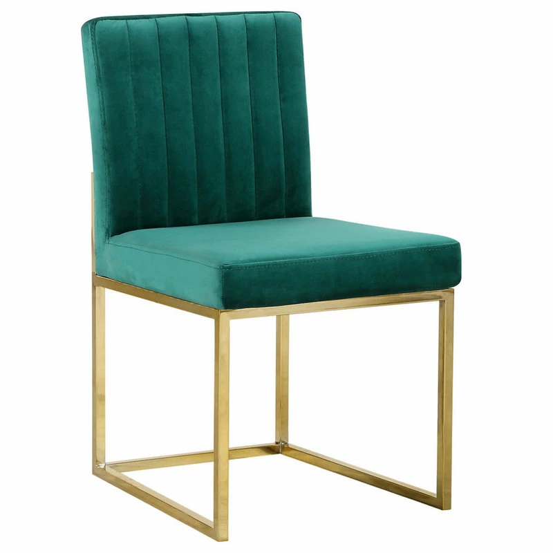 MOD The Dice Dining Chair, Green, Velvet, Gold Base, Set Of 2 - Image 3