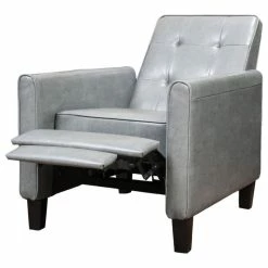 GDFStudio GDF Studio Elan Tufted Bonded Leather Recliner Chair, Dark Gray