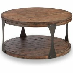 Magnussen Home Furnishings Magnussen Montgomery 36" Round Industrial Coffee Table In Bourbon