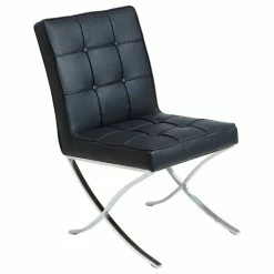 GDFStudio GDF Studio Pandora Modern Button Tufted Bonded Leather Dining Chairs, Set Of 2