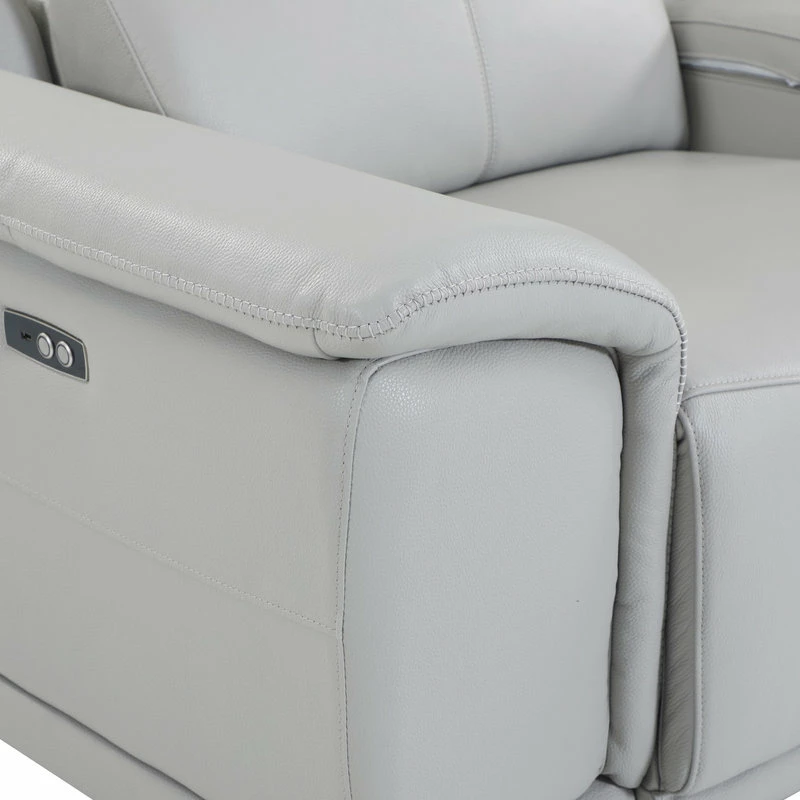 Luxuriant Furniture Frederico Genuine Italian Leather 7-Piece 1 Console 4-Power Reclining Sectional, Light Gray - Image 11