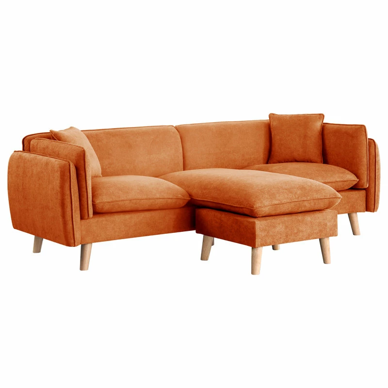 Lilola Home Brayden Fabric Sectional Sofa Chaise, Orange - Image 4