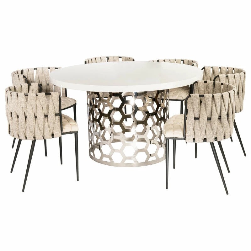 MOD The Eterno Dining Chair, Off White And Black, Fabric And Faux Leather - Image 6