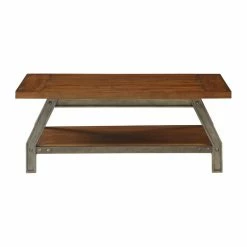 Domain Industries Inc. Lexicon Holverson Wood Coffee Table In Rustic Brown And Gunmetal