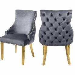 MOD The Sovereign Dining Chair, Gray, Velvet, Set Of 2