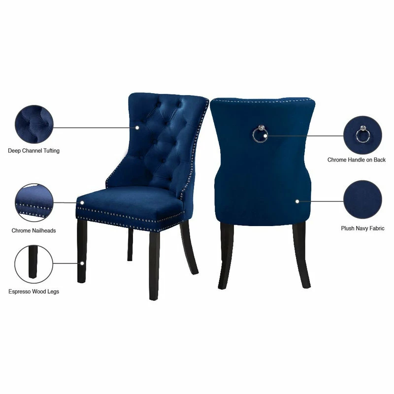 MOD The Monarch Dining Chair, Navy, Velvet Set Of 2 - Image 7