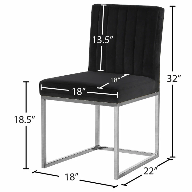 MOD The Dice Dining Chair, Black, Velvet, Chrome Base, Set Of 2 - Image 7