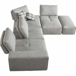 Divani Casa Platte 6-Piece Modern Fabric Modular Sectional Sofa In Gray