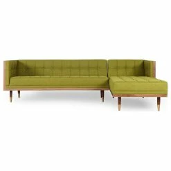 Kardiel Woodrow Modern Box Sofa Sectional, Atomic Moss, Right Facing