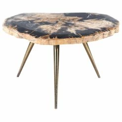 Brimfield & May Contemporary Black Petrified Stone Coffee Table 91962