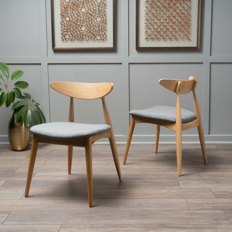 GDFStudio GDF Studio Issaic Mid Century Design Wood Dining Chairs, Set Of 2, Gray/Oak - Image 2