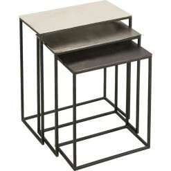 Renwil Manisa Aluminum And Iron Raw Nickel, Black And Bronze Accent Tables