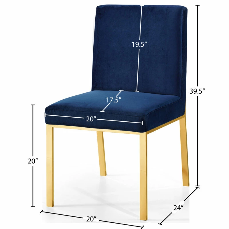MOD The Weaver Dining Chair, Navy, Velvet, Gold Base Set Of 2 - Image 7