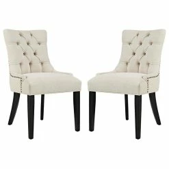 LexMod Regent Dining Side Chairs, Fabric, Set Of 2, Beige